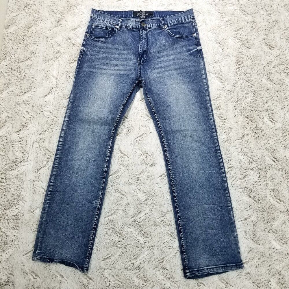 True Luck Jeans‎ Mens 34x32 Blue Straight Dark Wash Denim